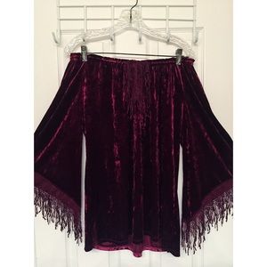 Vintage Velvet cold shoulder short sleeve